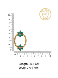 Turquoise Elegance Oval Earrings: 925 Sterling Silver Gold Plated view 5