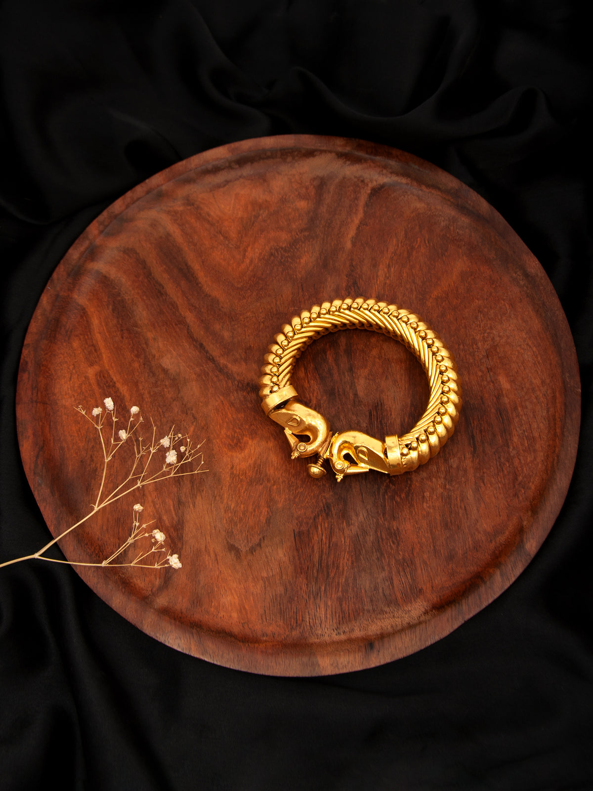 Peacock Splendor: 925 Silver Gold Plated Peacock Sutlada Bangle view 3
