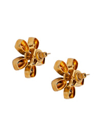Golden Blossom Moissanite Studs: 925 Sterling Silver Gold Plated view 5