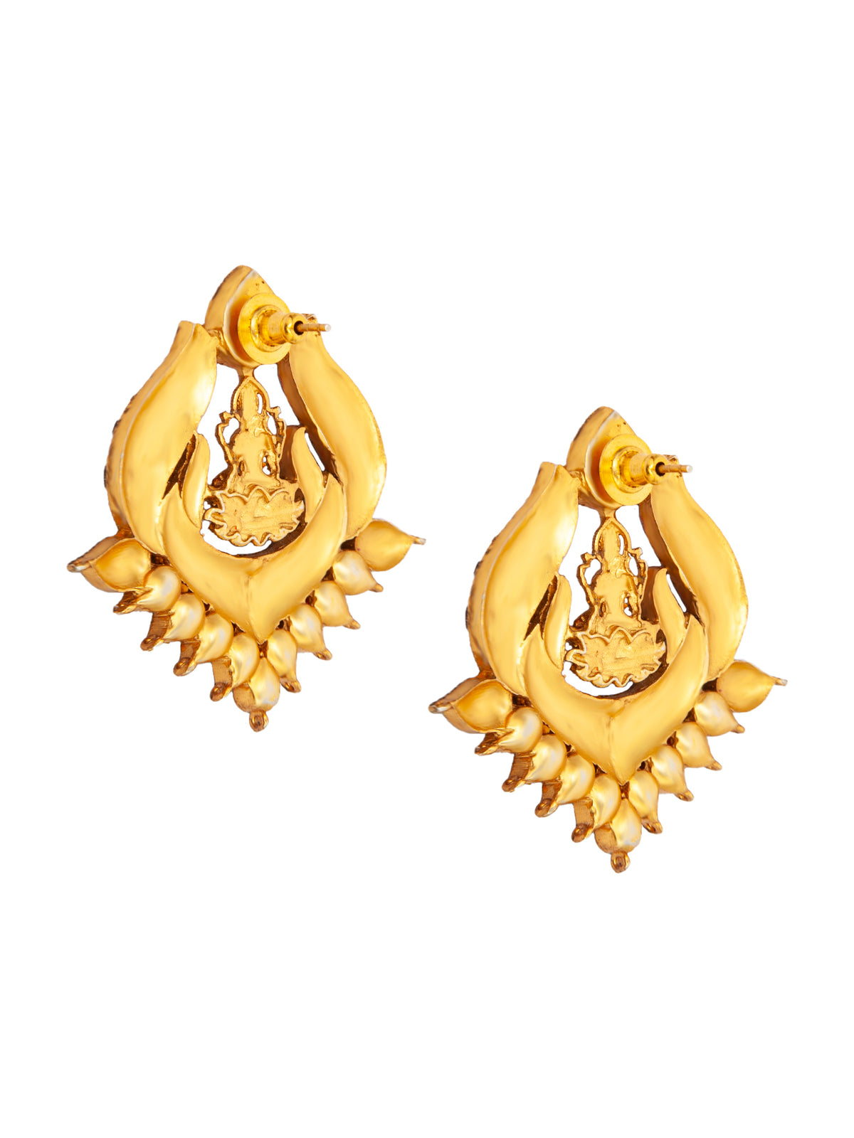Swarna Mandir Kundan Earrings: 925 Sterling Silver Gold Plated view 6