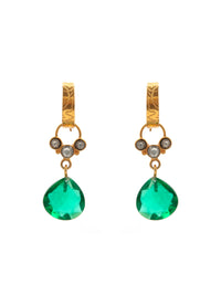 Green Glow Modern Hoop Earrings: 925 Sterling Silver Gold Plated view 2