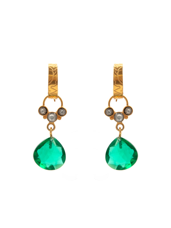Green Glow Modern Hoop Earrings: 925 Sterling Silver Gold Plated alternate