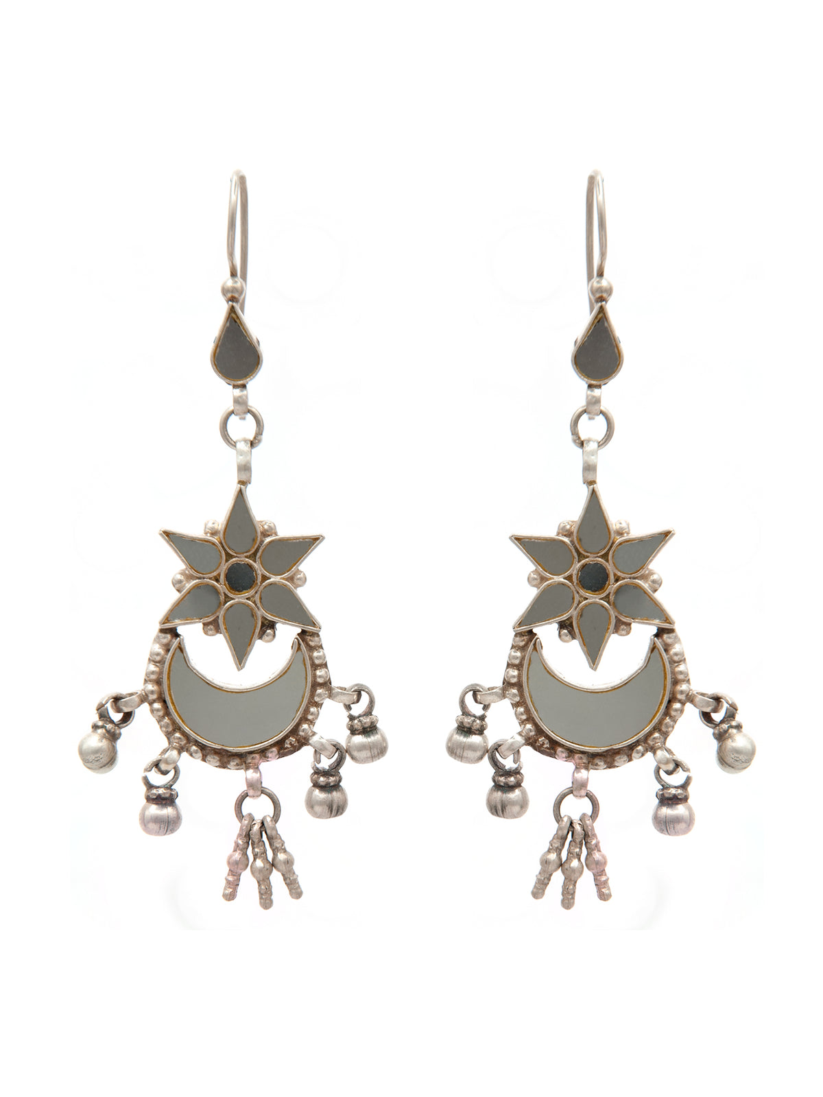 Crystal Frost: 925 Sterling Silver Earrings with White Glass view 2