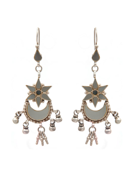 Crystal Frost: 925 Sterling Silver Earrings with White Glass