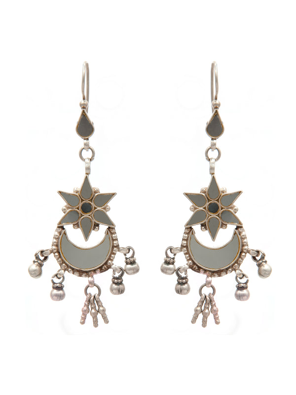 Crystal Frost: 925 Sterling Silver Earrings with White Glass alternate