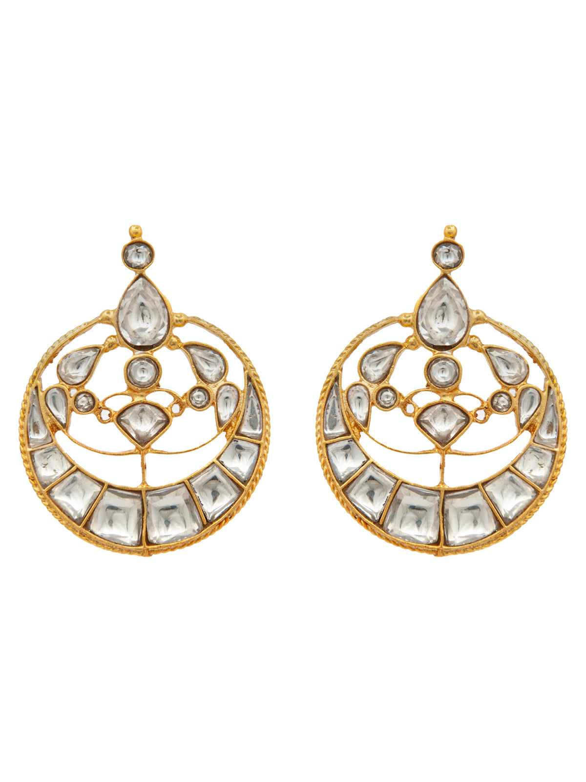 Sone Ki Chaandbali Kundan Earrings: 925 Sterling Silver Gold Plated view 2