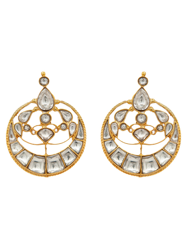Sone Ki Chaandbali Kundan Earrings: 925 Sterling Silver Gold Plated alternate