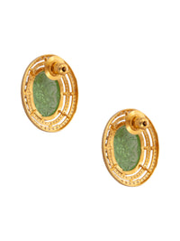 Verdant Carved Gemstone Studs: 925 Sterling Silver Gold Plated view 5