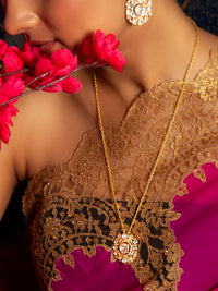 Swarna Utsav Moissanite Necklace: 925 Sterling Silver Gold Plated view 4