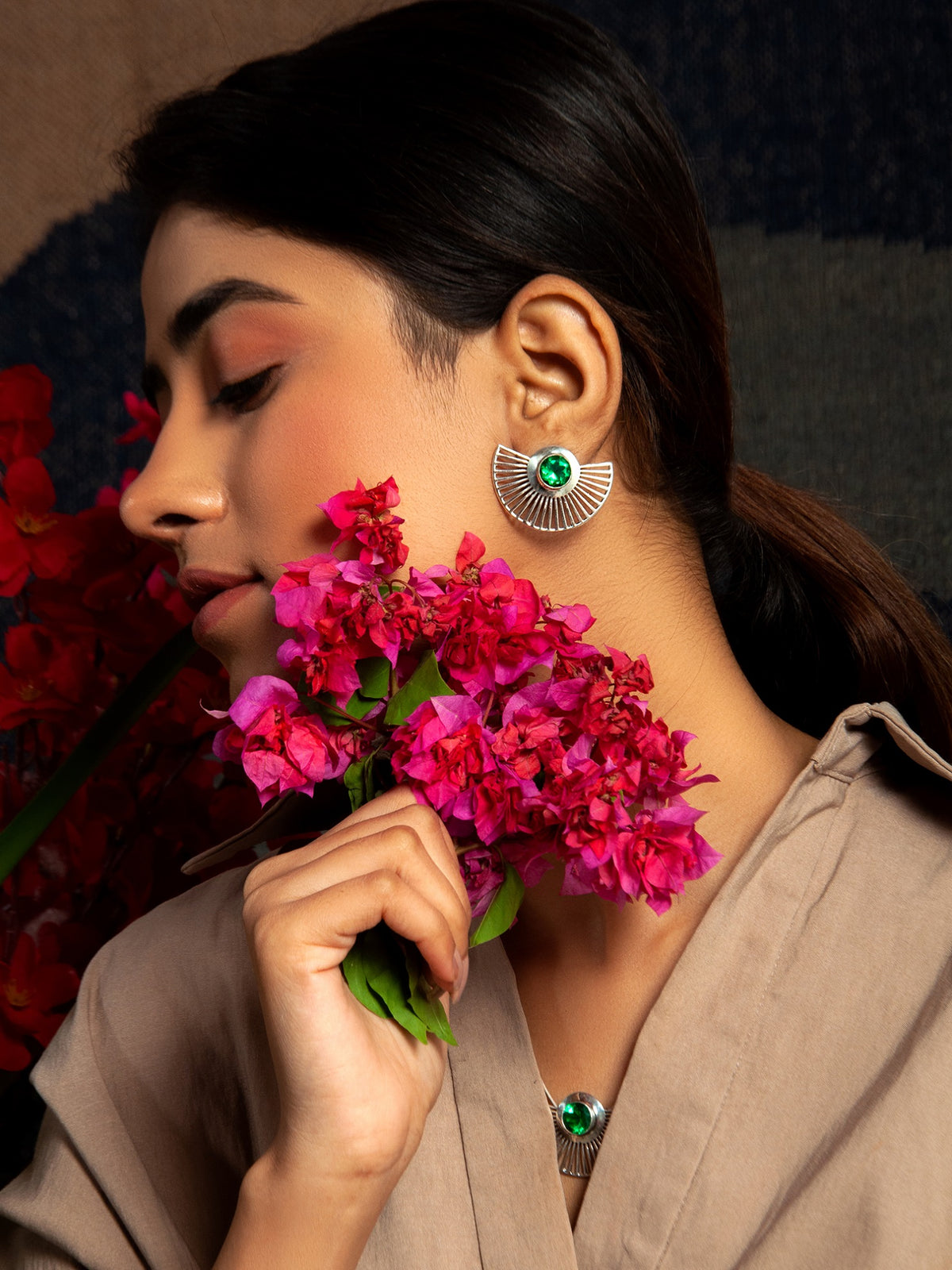 Verde Fanfare Gold Plated Earrings: 925 Sterling Silver view 4