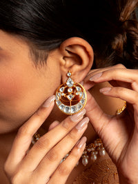 Sone Ki Chaandbali Kundan Earrings: 925 Sterling Silver Gold Plated view 3