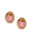 Crimson Carved Gemstone Studs: 925 Sterling Silver Gold Plated