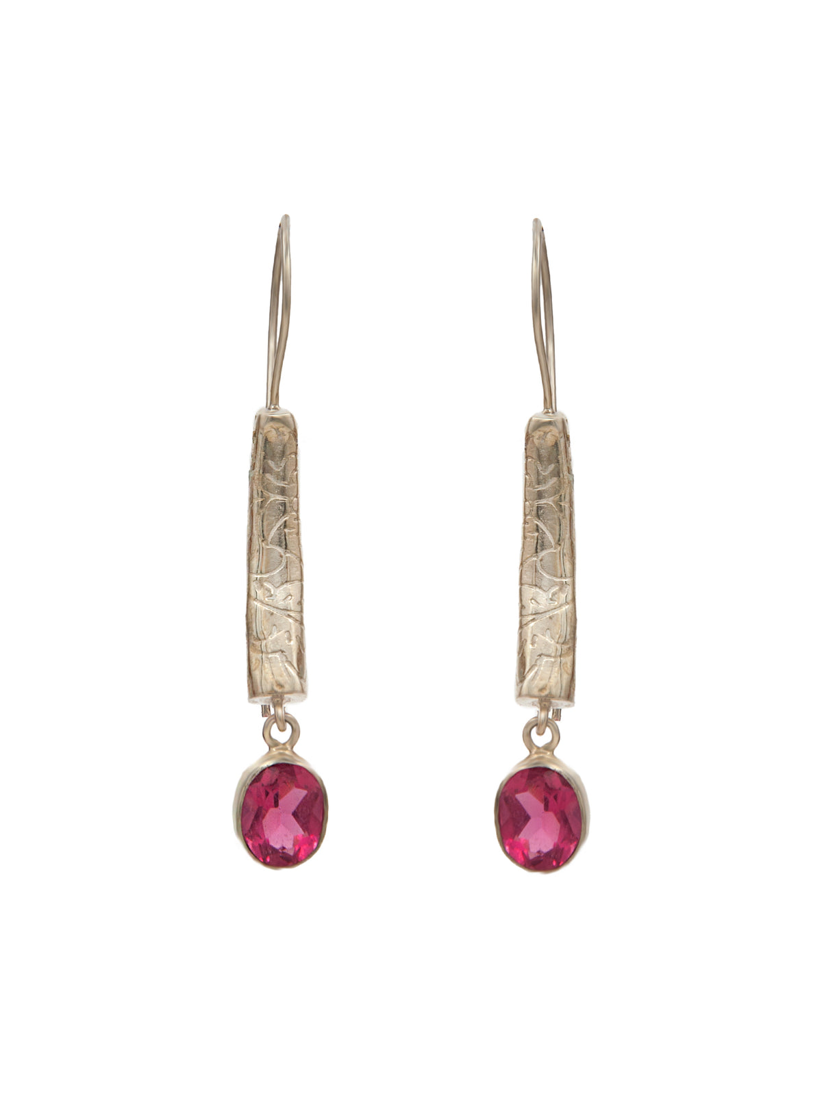 Rosy Radiance Designer Dangler Earrings: 925 Sterling Silver view 2