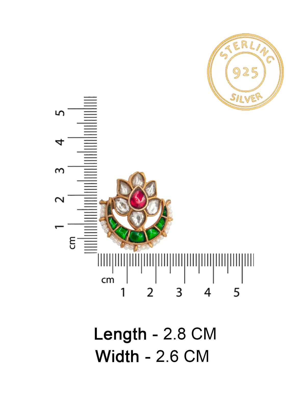 Royal Garden: 925 Sterling Silver Floral Earrings with Multicolor Kundan view 6