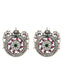 Mehfil Multicolor Kundan Round Stud Earrings: 925 Sterling Silver