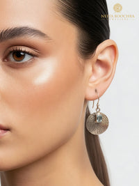 Nitya 925 Silver  Aqua Textured Dangler Earrings view 1