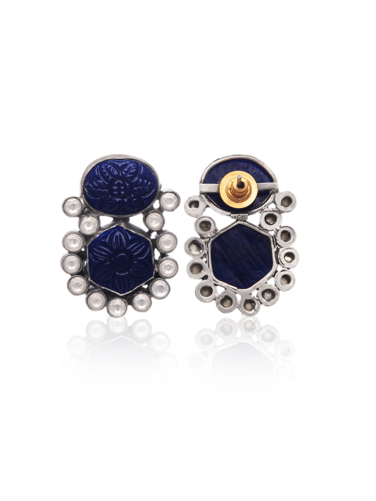 Navy Bloom Earrings view 3