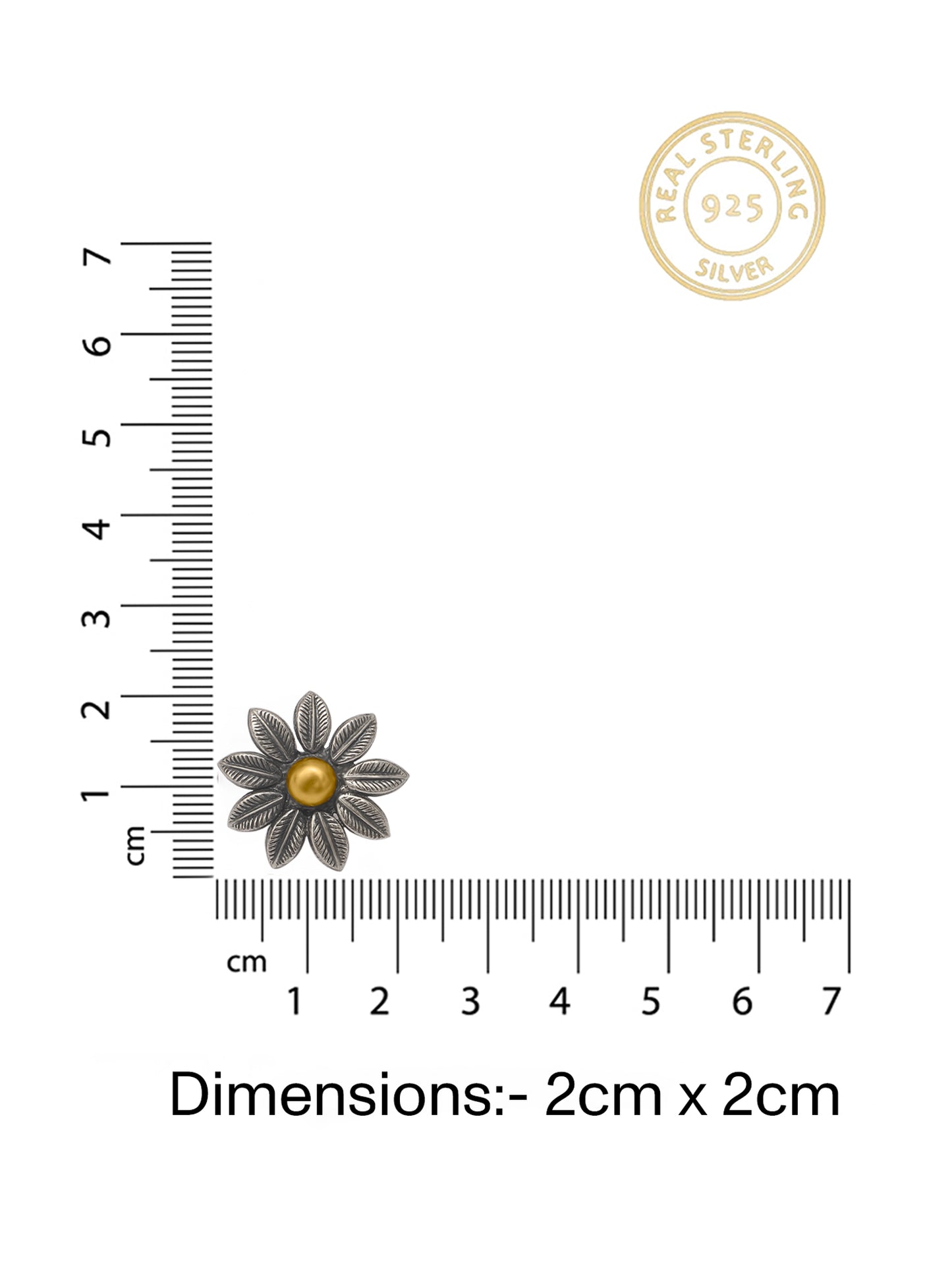 Nitya 925 Silver Two Tone Flower Earrings