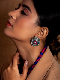 Royal Crimson Kundan Studs view 4