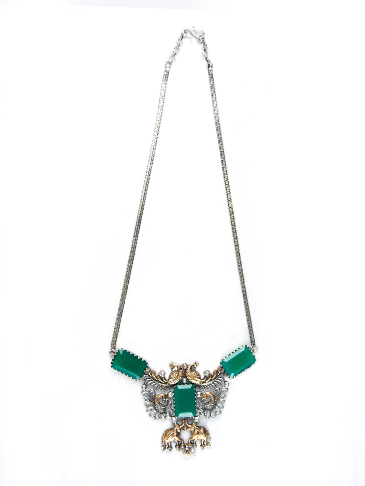 Wildlife Fusion Choker: 925 Silver with Green Onyx Gemstone view 7