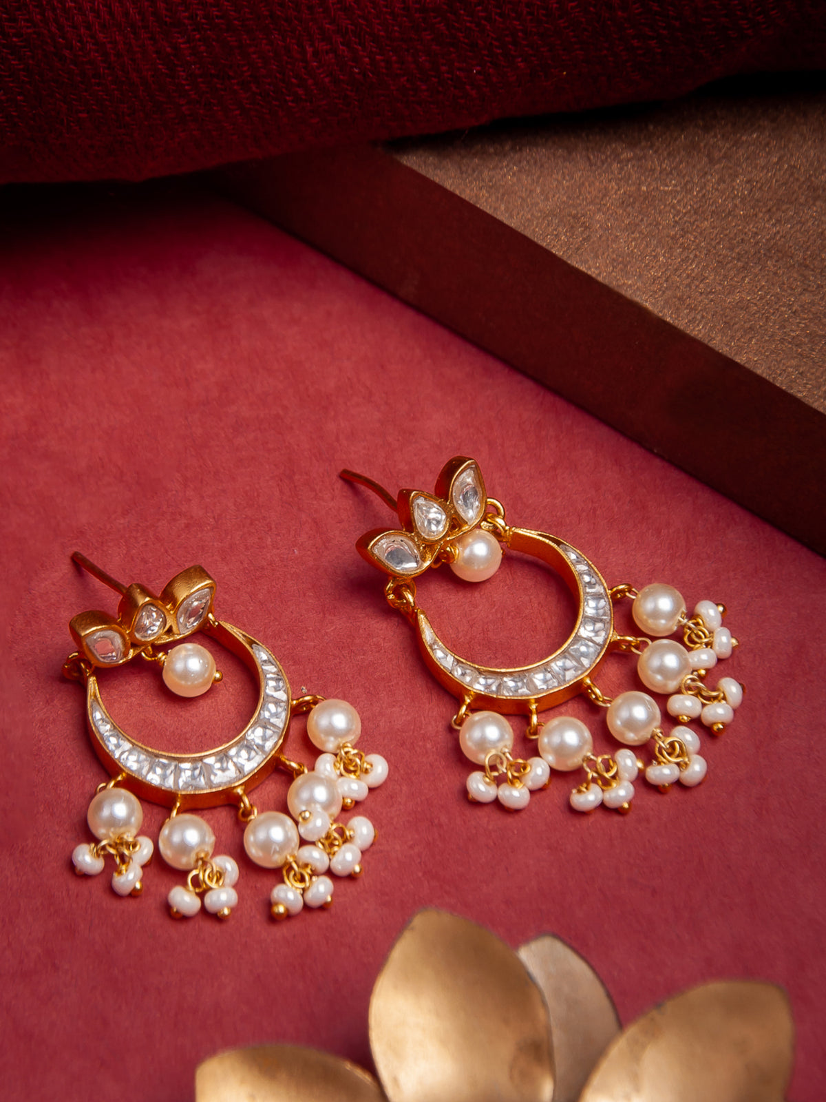 Lotus Chaandbalis with Pearl Drops view 2