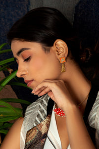 Sona Kundan Haar Earrings: 925 Sterling Silver Gold Plated view 3