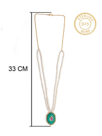 Turquoise Tranquility: 925 Silver Necklace with Pearl Beads view 7