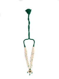 Verdant Luminescence: 925 Silver Gold Plated Moissanite Necklace with Green Onyx and Pearl Beads view 3