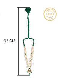 Verdant Luminescence: 925 Silver Gold Plated Moissanite Necklace with Green Onyx and Pearl Beads view 6
