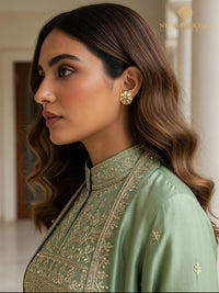 Nitya 925 Silver Two Tone Pear Earrings view 4