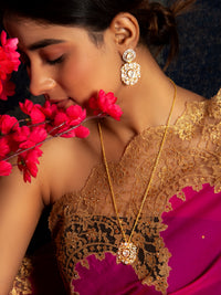 Swarna Utsav Moissanite Necklace: 925 Sterling Silver Gold Plated view 3