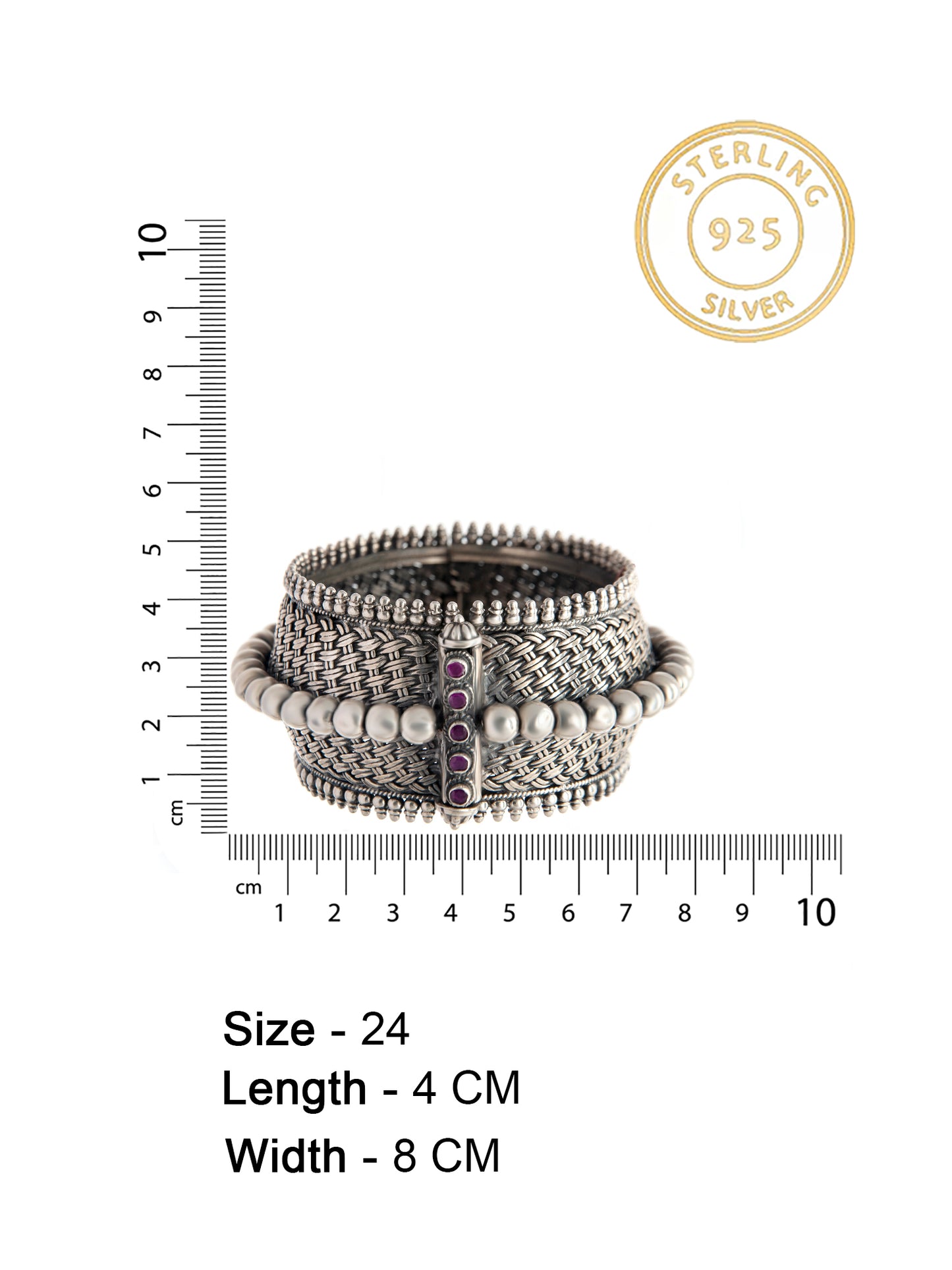 Rawa Radiance: 925 Silver Statement Bangle with Fine Rawa Detailing