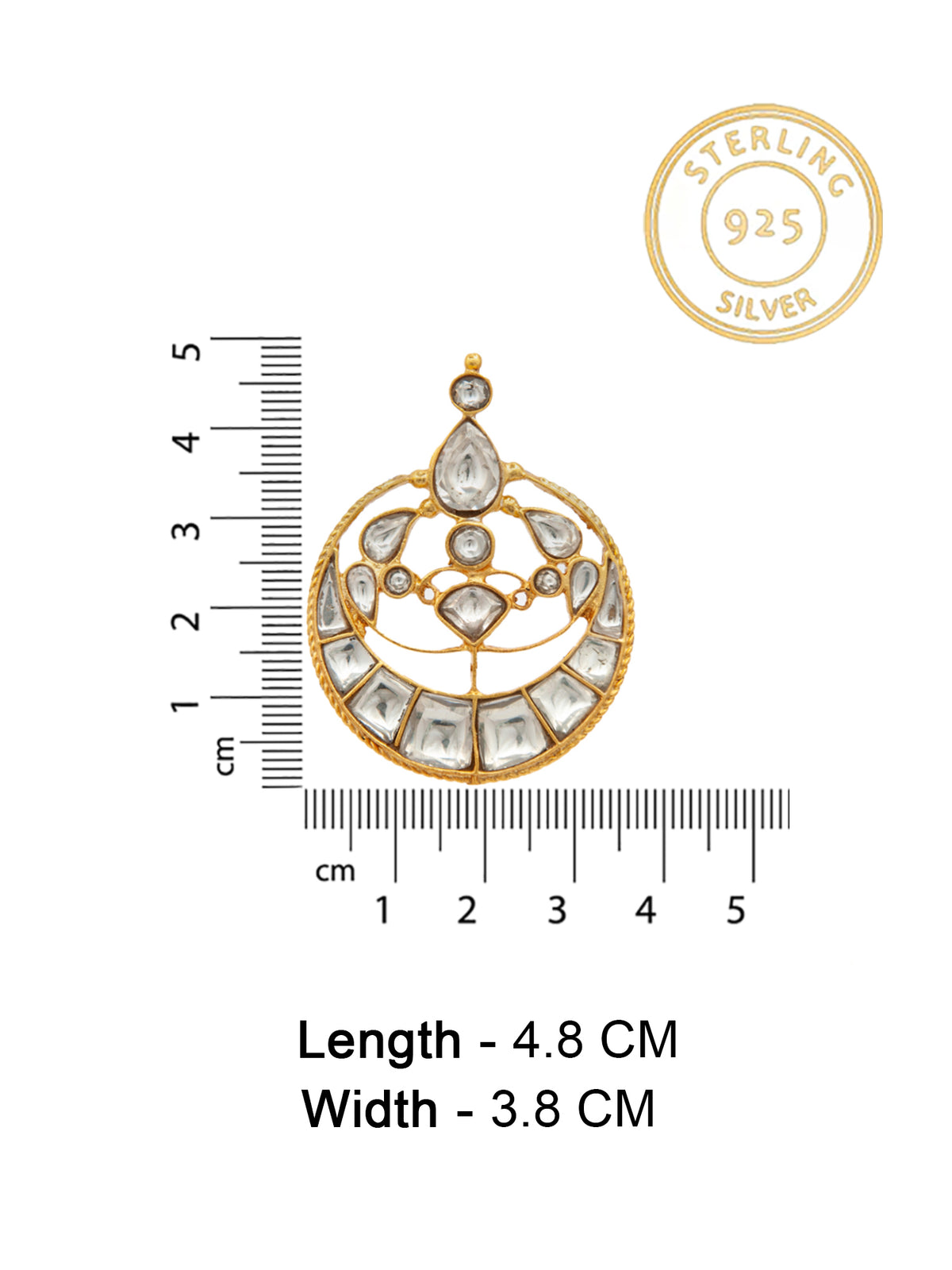 Sone Ki Chaandbali Kundan Earrings: 925 Sterling Silver Gold Plated view 6