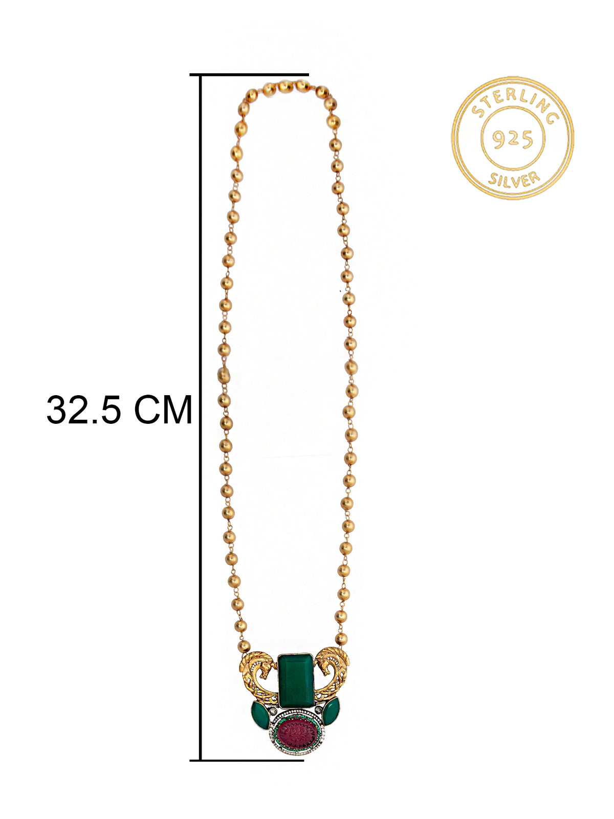 Seaside Splendor: 925 Silver Sea Horse Motif Fusion Gold Plated Beaded Necklace view 7