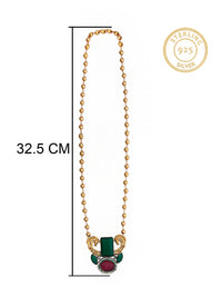Seaside Splendor: 925 Silver Sea Horse Motif Fusion Gold Plated Beaded Necklace view 7