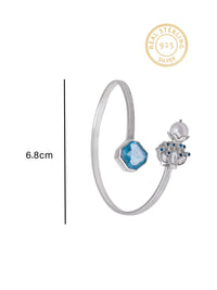 925 Sterling Silver Bangle With Aquamarine Pearl Kundan & CZ Stone view 4