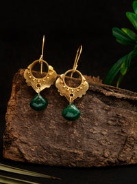Harmony Heart Dangler Earrings: 925 Sterling Silver with Green Onyx view 1