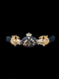 Azure Menagerie: 925 Silver Animal Motifs Fusion Choker with Blue Lapis Inlay Gemstone view 3