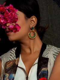 Green Essence Gold Plated Earrings: 925 Sterling Silver view 4