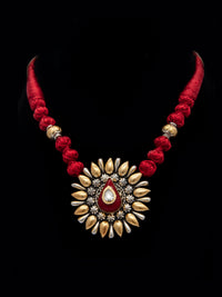 Crimson Coral Cascade: 925 Silver Red Coral Necklace view 3