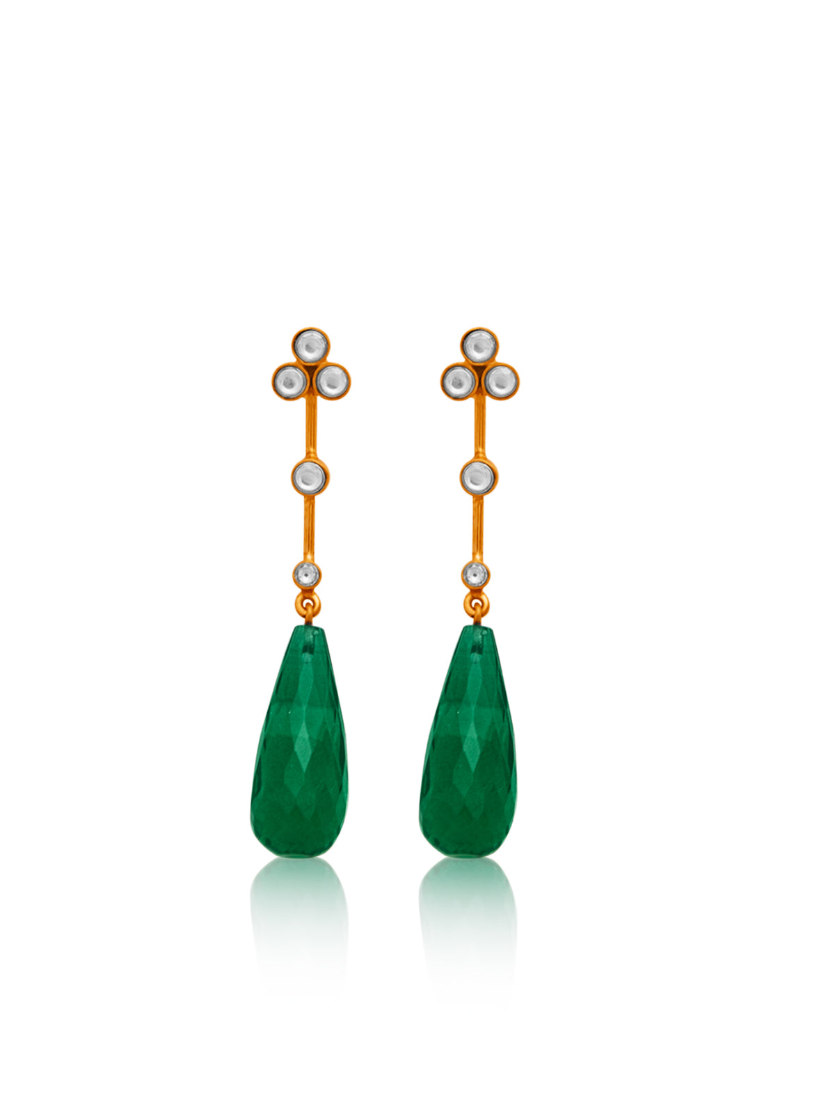 Green Briolette Drop Kundan Delights view 3