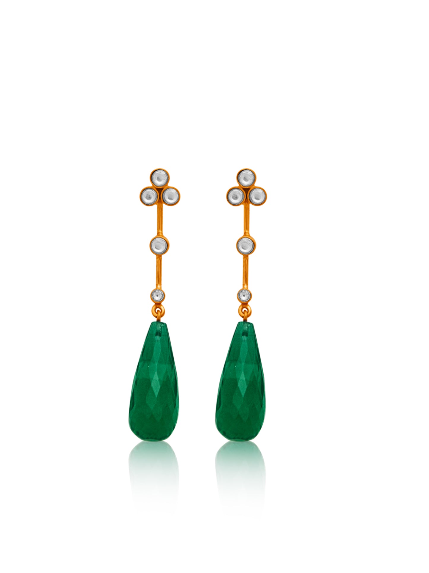 Green Briolette Drop Kundan Delights