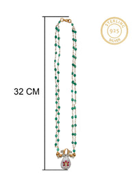 Avian Elegance: 925 Silver Fusion Birds Motif Necklace with Crystal Quartz Inlay Work view 5