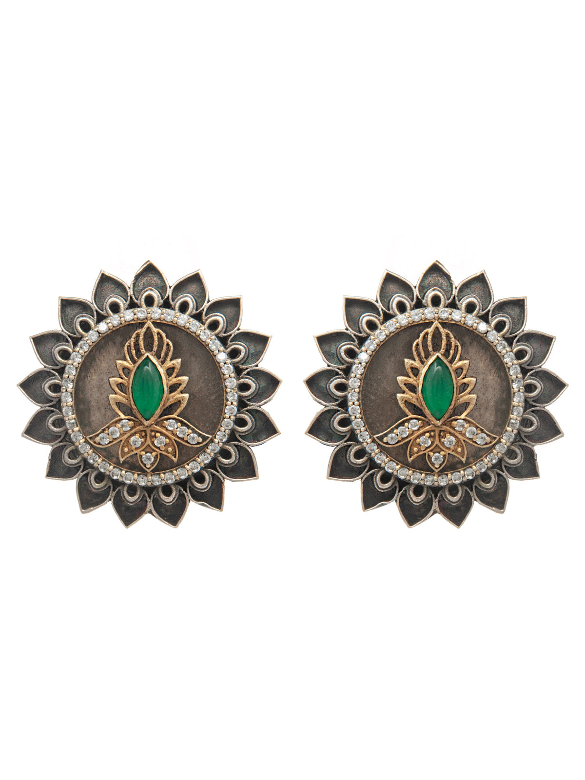 Viridian Vine Intricate Studs: 925 Sterling Silver view 2