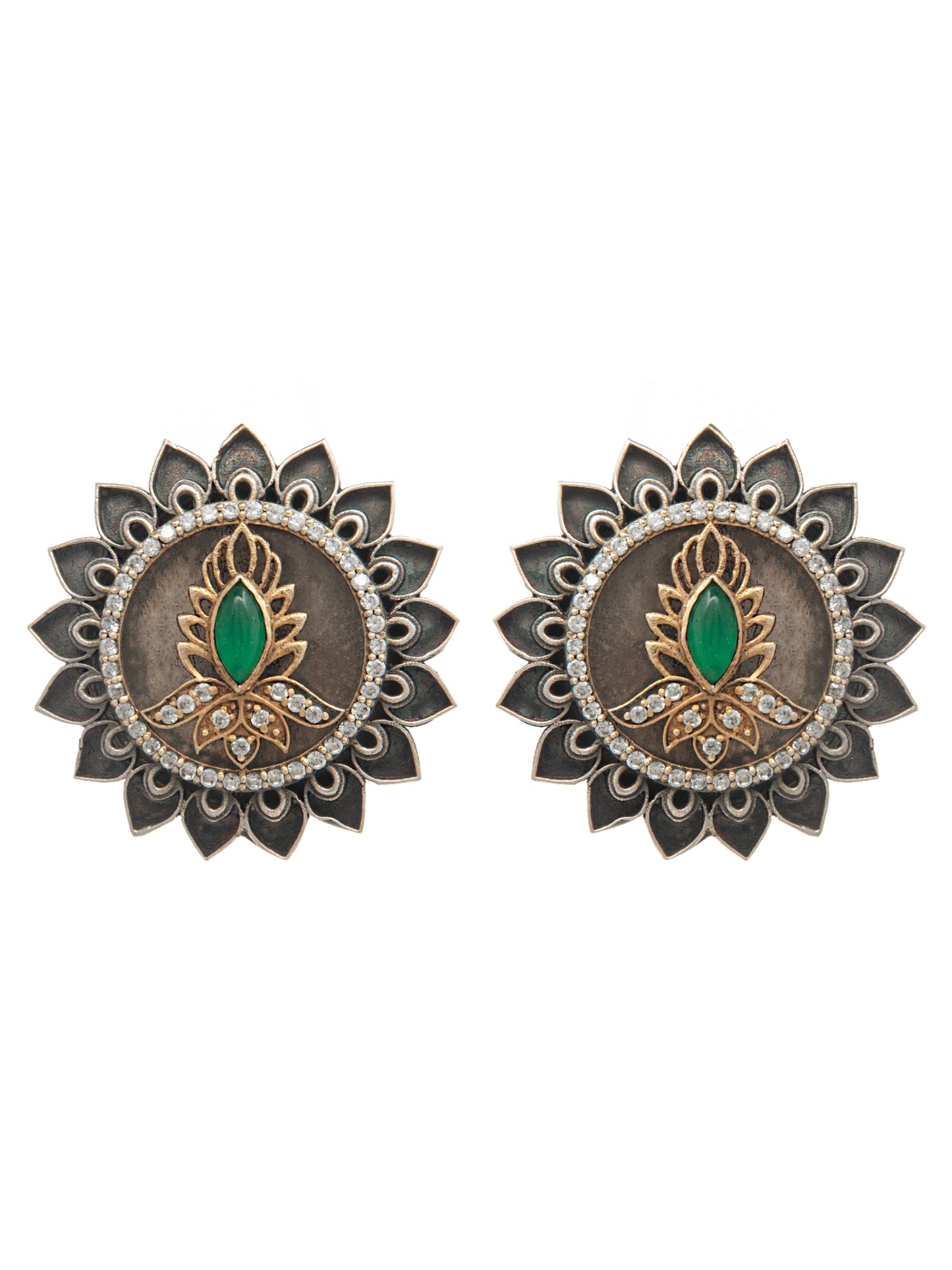 Viridian Vine Intricate Studs: 925 Sterling Silver