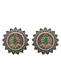Viridian Vine Intricate Studs: 925 Sterling Silver view 2