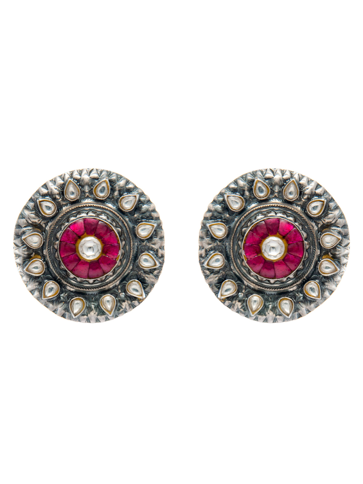 Royal Crimson Kundan Studs view 2