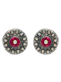 Royal Crimson Kundan Studs view 2
