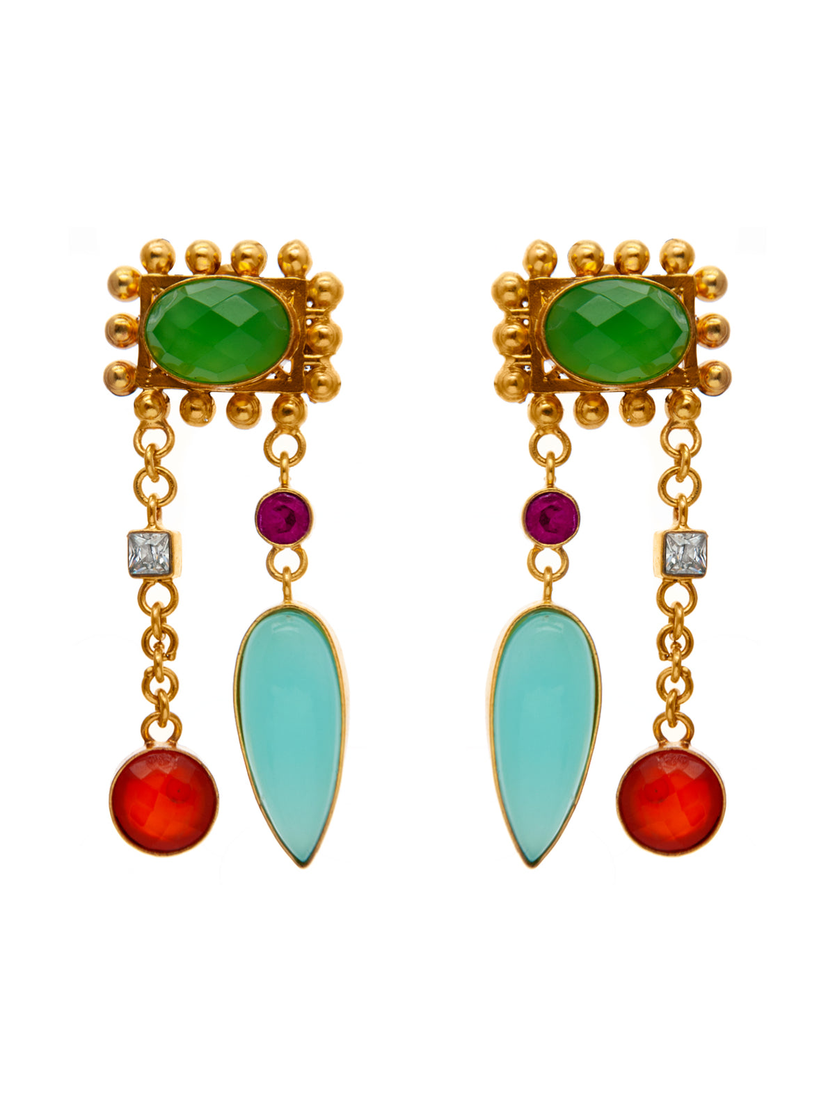 Gemstone Silver Fusion Earrings view 2