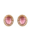 Crimson Carved Gemstone Studs: 925 Sterling Silver Gold Plated